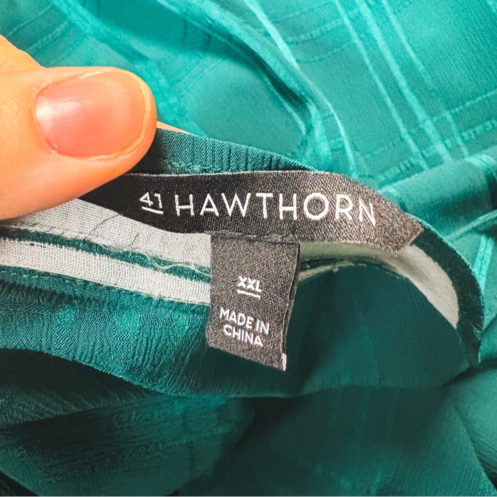 41 Hawthorn Green Teal Ainsley Textured Bell Sleeve Blouse Womens Size XXL - Picture 8 of 9